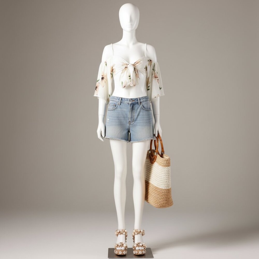 111. Sadie & Sage Wrap Tie Floral Crop Top